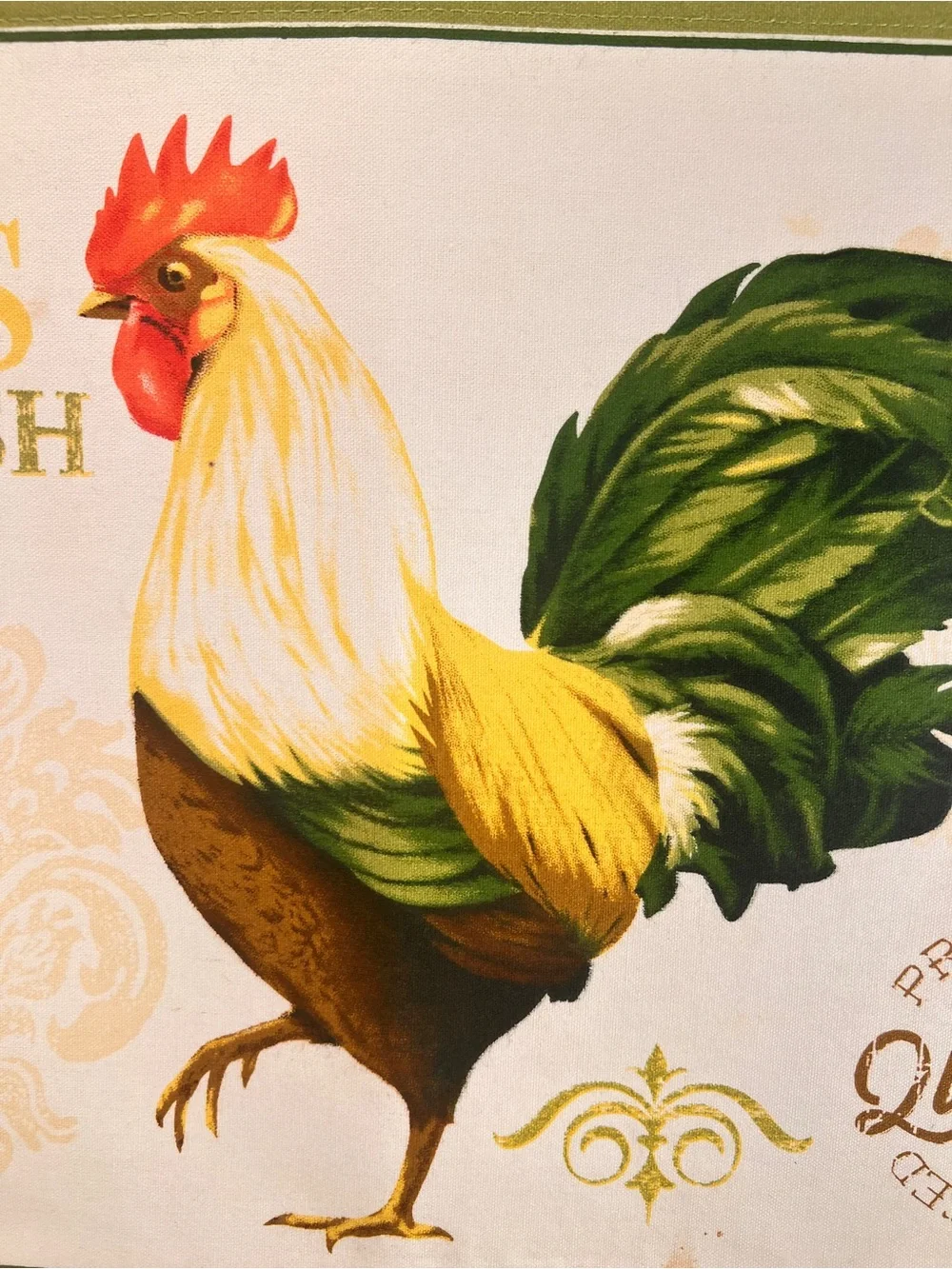 Farm Eggs Fresh Rooster Placemats Set of 4 100% Cotton Farmhouse